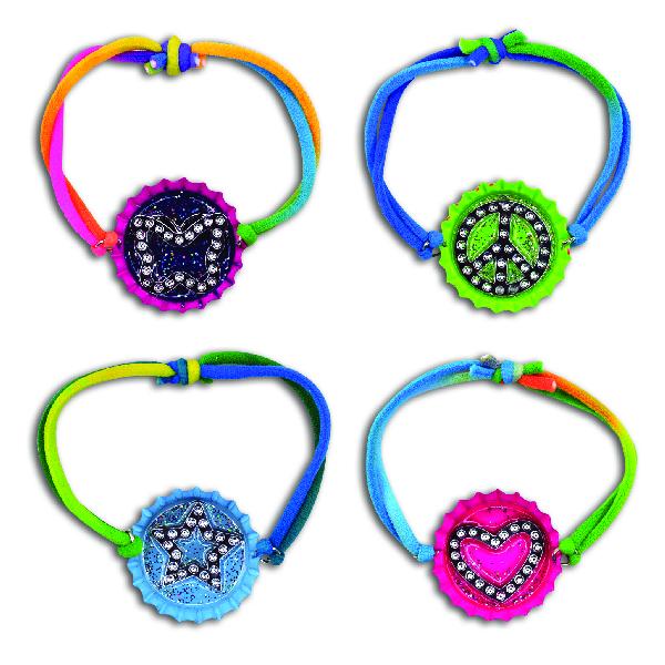 Neon Bottlecap Bling Bracelets (one dozen) - Sku BTS-028741