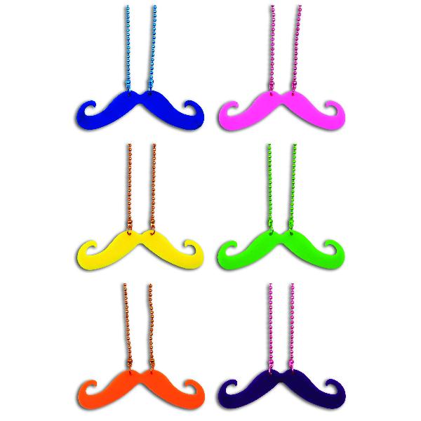 Neon Mustache Necklaces (Dozen) - Sku BTS-029099
