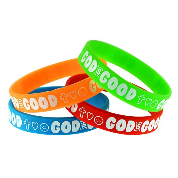 God is Good Silicone Wristbands (Bag of 12) - Sku BTS-KP3413