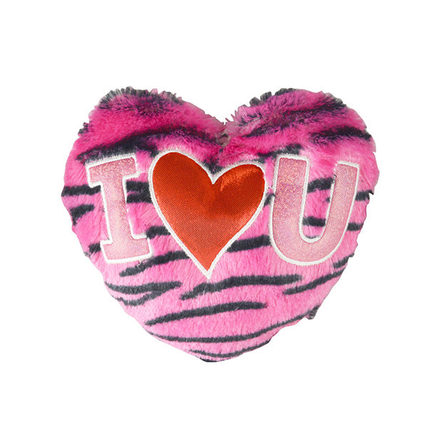 I Heart U Zebra Furry Love Pillow - Sku BTS-001694