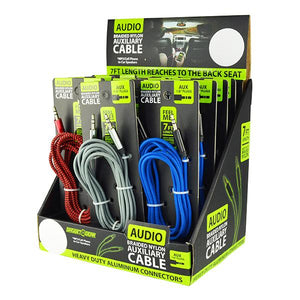 Braided Nylon Auxiliary Cables (12 per display) - Sku BTS-022377