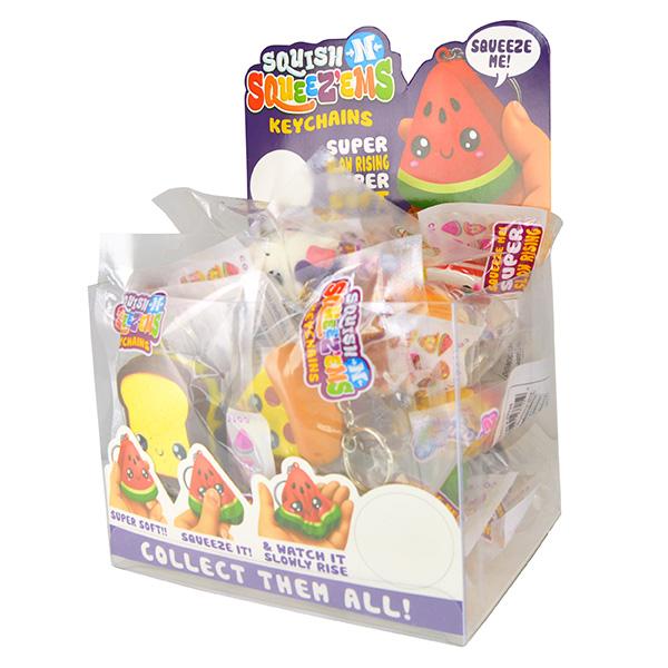 Squish N Squeez'em Keychains (18 piece Display) - Sku BTS-023705