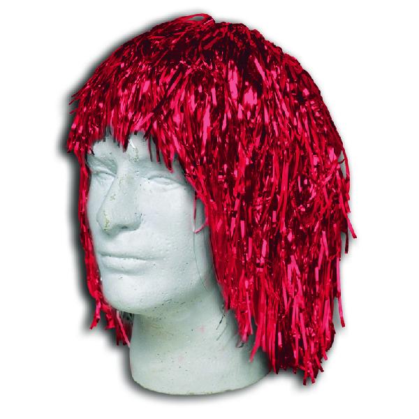 Red Metallic Tinsel Wig (Each) - Sku BTS-020047