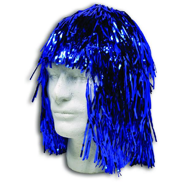 Blue Metallic Tinsel Wig (Each) - Sku BTS-028177