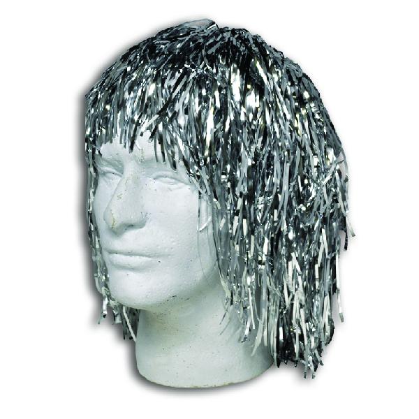 Silver Metallic Tinsel Wig by Bulk Toy Store