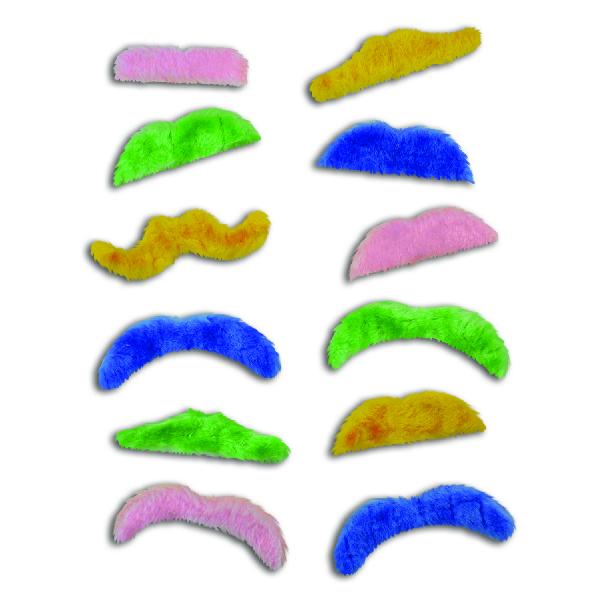 Colorful Fuzzy Mustaches (Gross - 144 pcs) - Sku BTS-029040