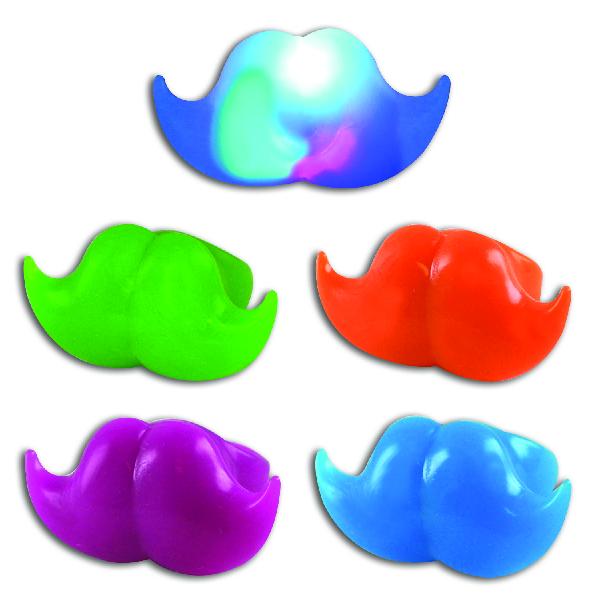 Colorful Light Up Mustache Rings (24 rings) - Sku BTS-029869