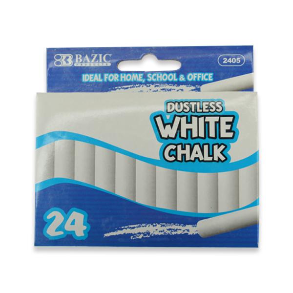 BAZIC Dustless White Chalk (24/Box) Bazic Products