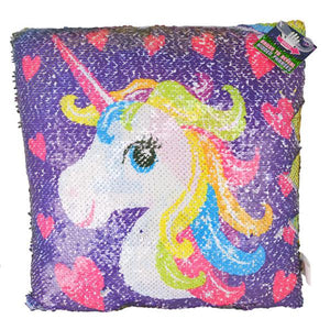 Rainbow I Heart Unicorns Flip Sequin Pillow - Sku BTS-KP3184