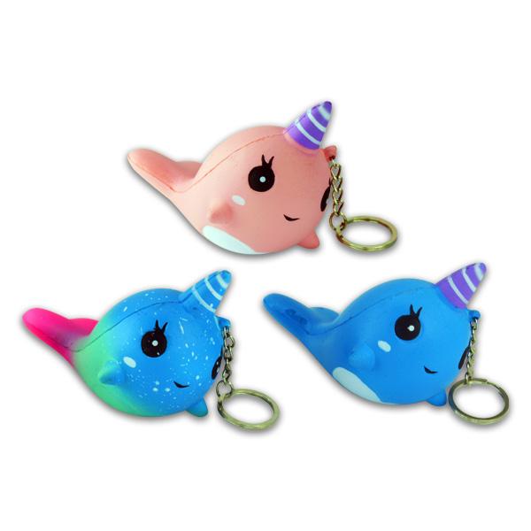 Narwhal Slow Rise Keychains (Bag of 12) - Sku BTS-KP3278