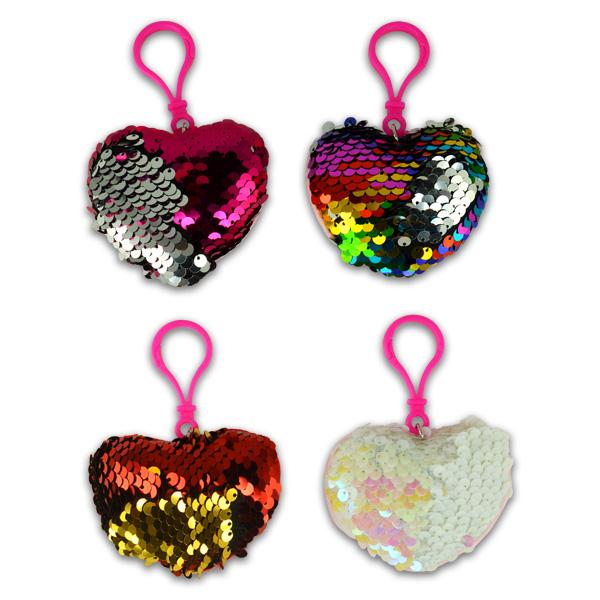 Heart Flip Sequin Backpack Clips (Bag of 12) - Sku BTS-KP3280