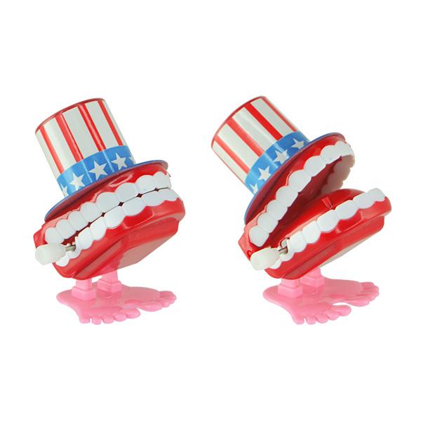 Patriotic Wind-Up Chattering Teeth (Bag of 12) - Sku BTS-KP3343