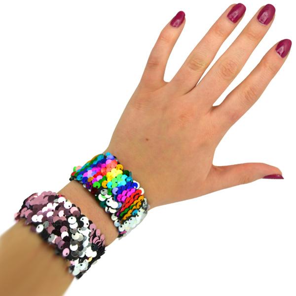 Flip Sequin Slap Bracelets (Bag of 12 Pieces)