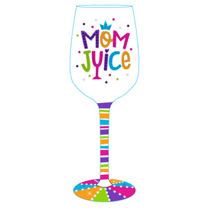 Mom Juice Hand Painted Wine Glass on sale at Bulk Toy Store