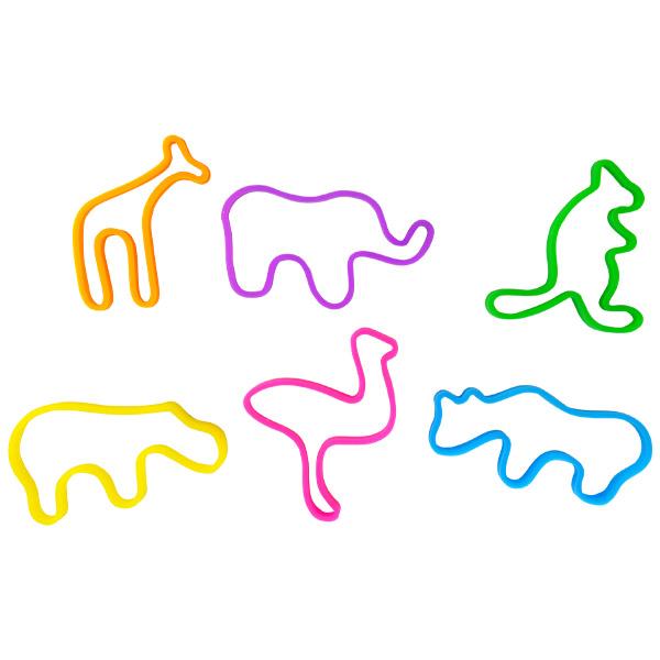 Wild Animal Jumbo Silicone Shape Bands (Bag of 48 Pieces)