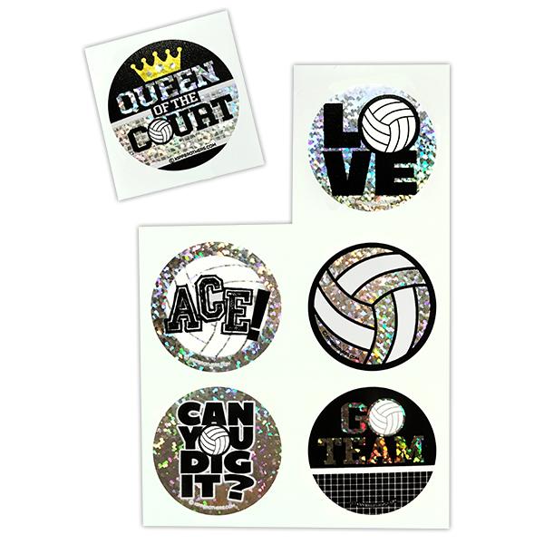 Sparkle Volleyball Stickers (Pack of 102 Stickers)