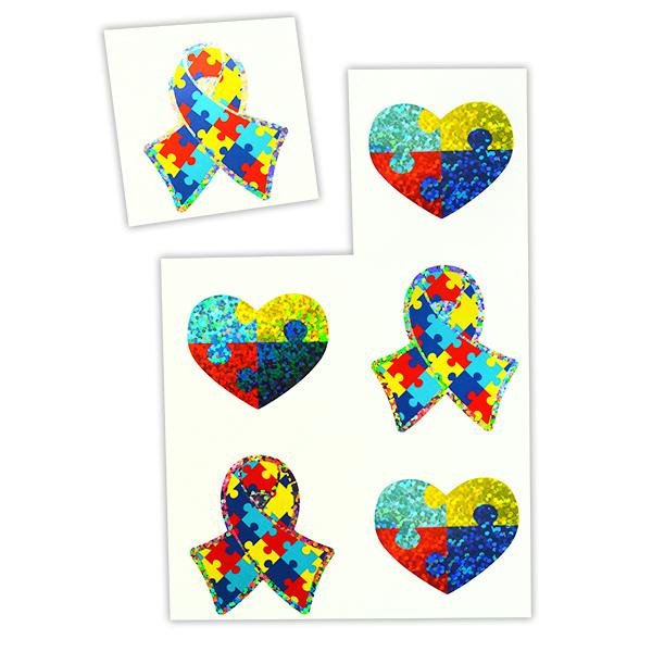 Sparkle Autism Ribbon Stickers (Pack of 102 Stickers)