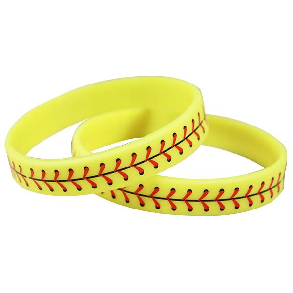 Softball Silicone Wristbands (Bag of 12 Pieces)