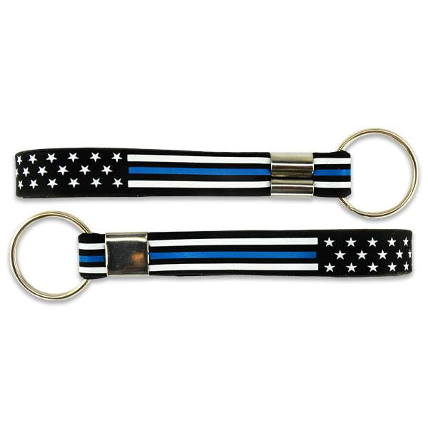 Thin Blue Line Police Officer Key Rings (Bag of 12 Pieces)