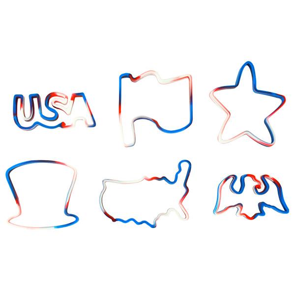 Patriotic Jumbo Silicone Shape Bands (Bag of 48 Pieces)