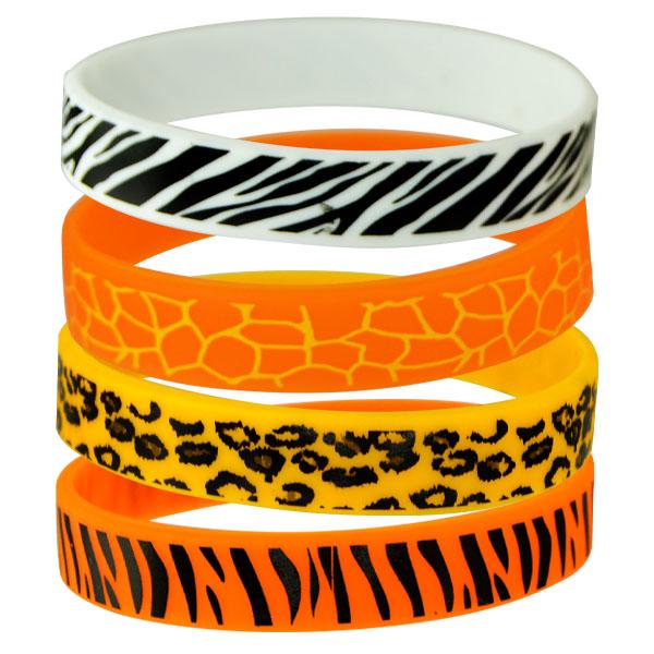 Animal Print Silicone Wristbands (Bag of 12 Pieces)