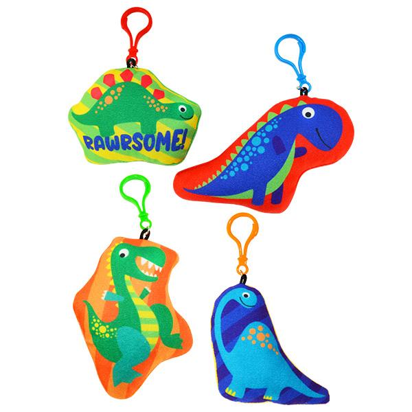 Dinosaur Stuffed Backpack Clips (Bag of 12 Pieces)