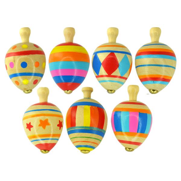 Wooden Painted Spin Tops (Dozen) - Sku BTS-NA 3655